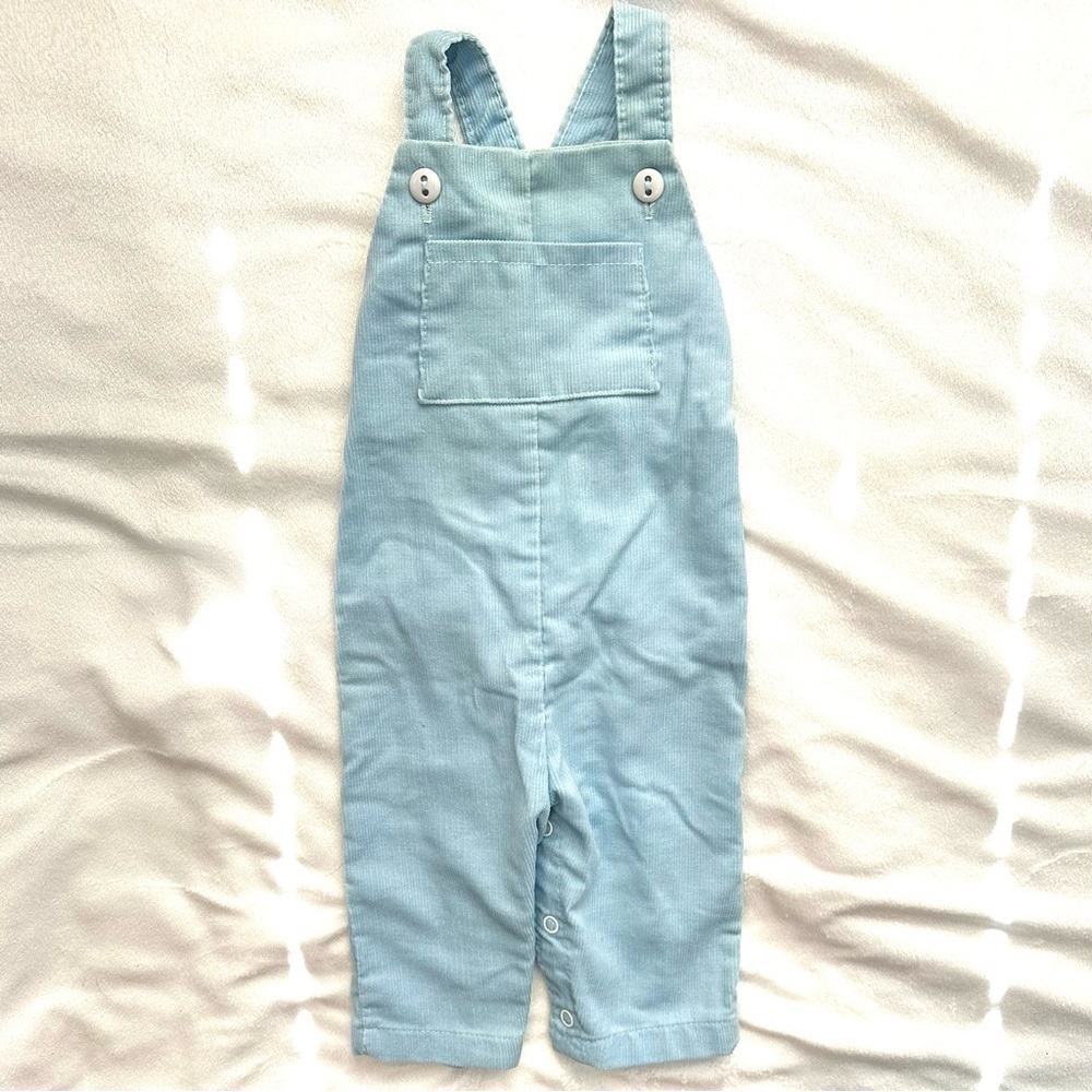 Vintage Health-Tex Light Blue Corduroy Overalls Baby Boys 6M Made in USA